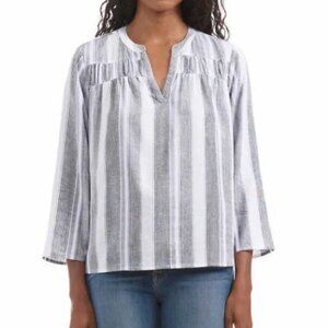 SPLENDID PULLOVER LOOSE FIT V NECK SMOCKED DETAIL BLOUSE-MEDIUM